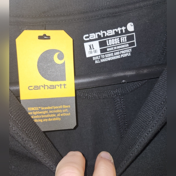 Women's Loose Fit Cropped Carhartt T Shirt Size Xl Black - Picture 3 of 5